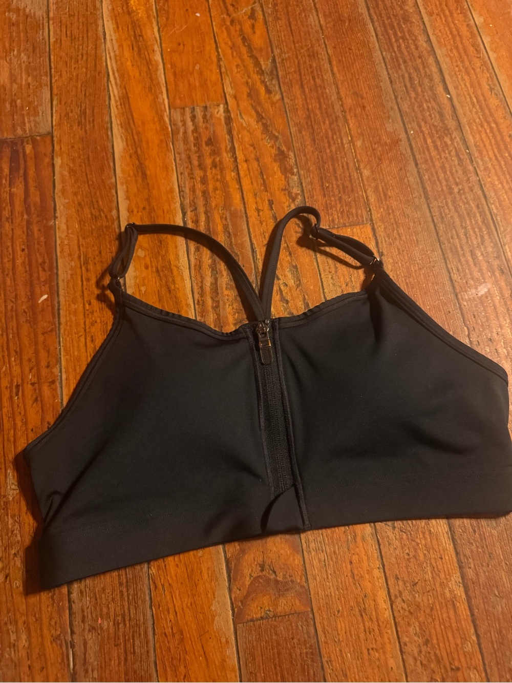 Nike Black Front-Zip Sports Bra with Strappy Back size medium